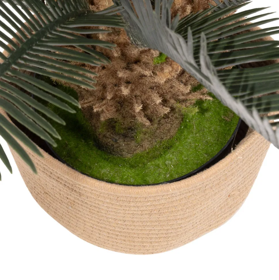 Cycas 85 - Plante Tropicale Artificielle Décorative Cycas H85 cm pour Intérieur Extérieur avec Pot Beige