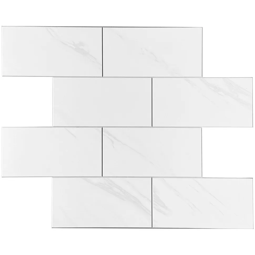 Dalle adhésive murale Wall Tiles premium D-C-Fix® effet marbre blanc L.34,5 x l.30cm