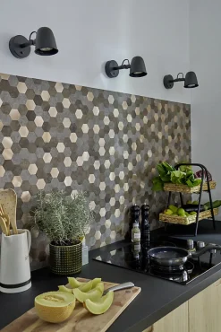 Dalle adhésive murale Wall Tiles premium D-C-Fix® hexagones effet pierre et cuivre L.34,5 x l.30cm