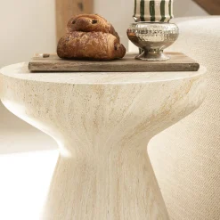 Danli - Tabouret effet travertin H45cm - Beige