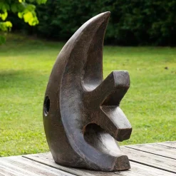 Déco moderne jardin statue poisson petit modèle brun 50cm