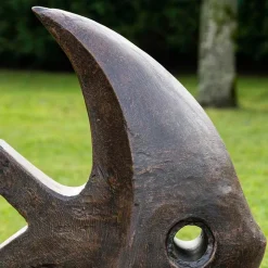Déco moderne jardin statue poisson petit modèle brun 50cm