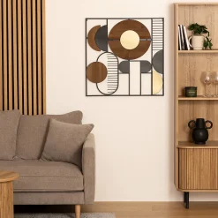Déco murale Aenor - métal et bois - 70x70 cm - Atmosphera