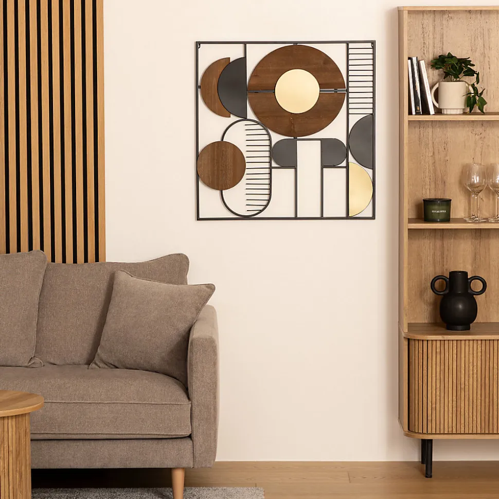 Déco murale Aenor - métal et bois - 70x70 cm - Atmosphera