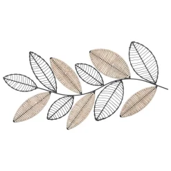 Déco murale Aurore en métal & rotin 56x29cm noir - Atmosphera