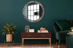 Décoratif Miroir Rond Cadre Verre Wallfluent fi80 cm Motif Turc Décoration Murale Premium Sécurisé