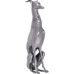 Décoration Design Chien aluminium argenté sculpture lévrier chien statue FineBuy
