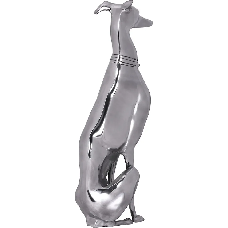 Décoration Design Chien aluminium argenté sculpture lévrier chien statue FineBuy