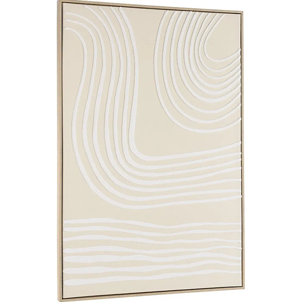 Décoration murale C - 83x123cm lignes abstraites, cadre naturel