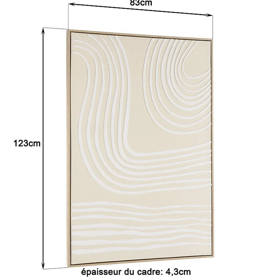 Décoration murale C - 83x123cm lignes abstraites, cadre naturel
