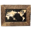 Décoration murale cadre carte du monde en teck 80 cm - WORLD