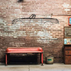 DÉCORATION MURALE EN MÉTAL - Silhouette de voiture - MG B Cabriolet 1970 - 80 CM