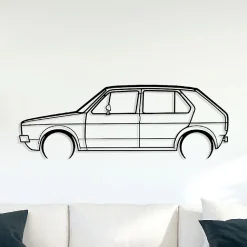 DÉCORATION MURALE EN MÉTAL - Silhouette de voiture - Golf MK1 1976 détaillée - 80 cm - Édition limitée
