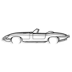 DÉCORATION MURALE EN MÉTAL - Silhouette de voiture - Type E Cabriolet détaillée - Édition limitée - 100 cm