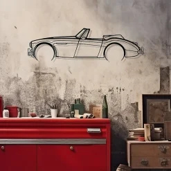 DÉCORATION MURALE EN MÉTAL - Silhouette de voiture emblématique britannique 1966 - 120 CM