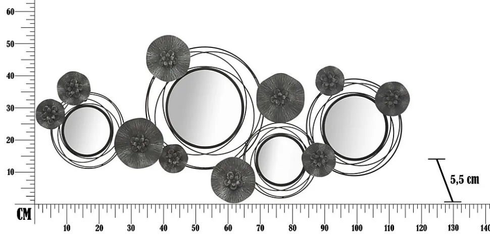 Décoration murale en métal Dark round 117x5.5x49 cm