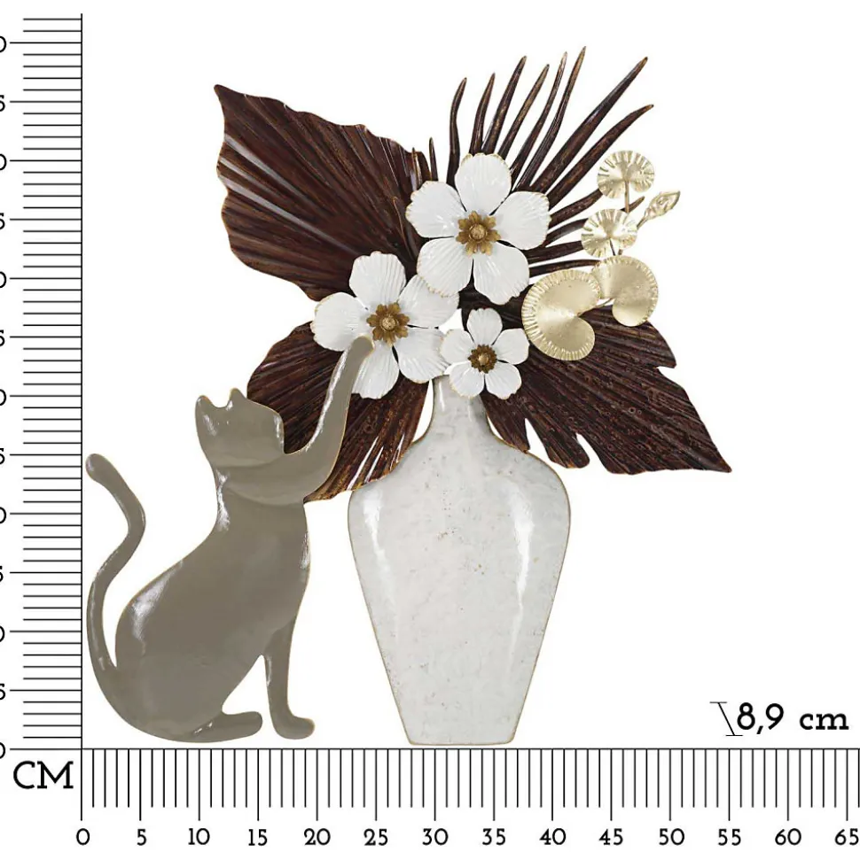 Décoration murale en métal Cat 54.6x8.9x59.7 cm