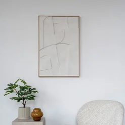 Décoration murale en relief Madeline - Toile blanche élégante 60x90 cm pour un intérieur stylé