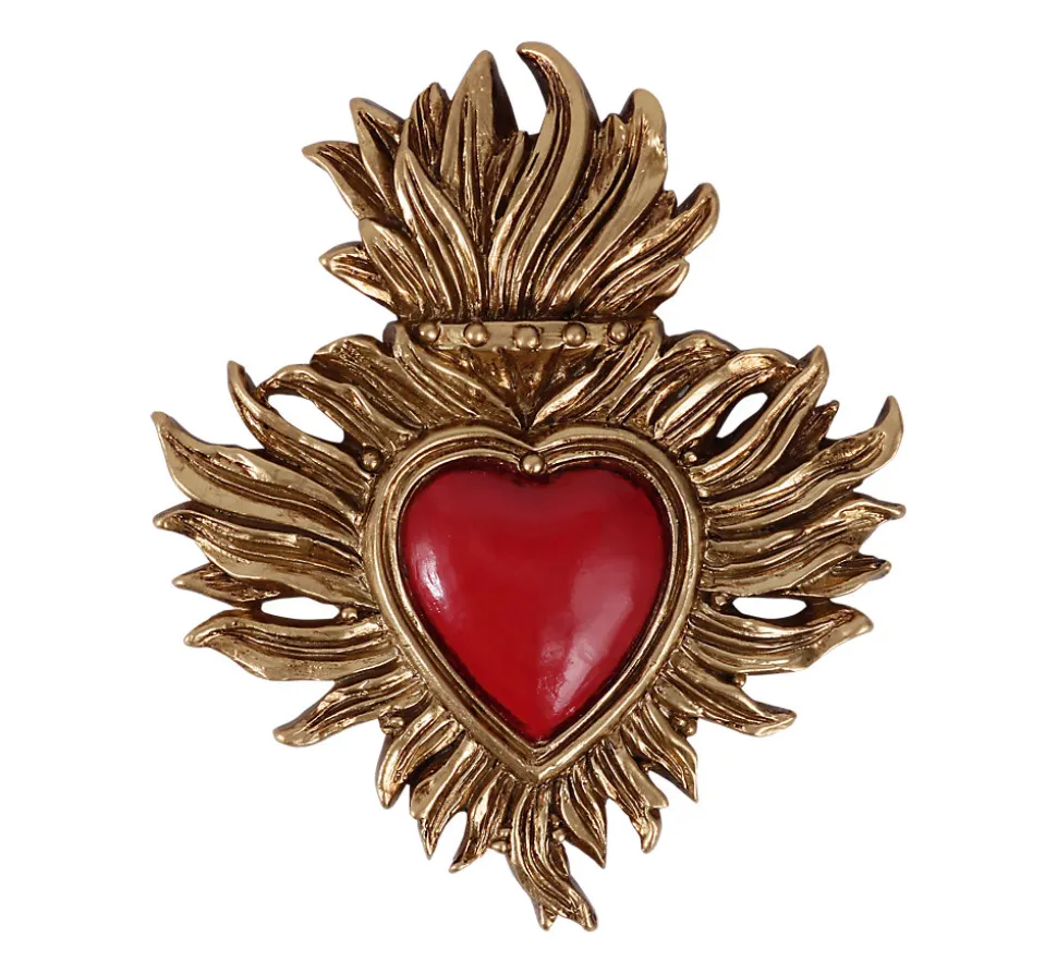 Décoration murale ex-voto cœur coloré rouge H.8,5cm Emde