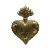 Décoration murale ex-voto cœur sacré doré vieilli H.28cm Emde