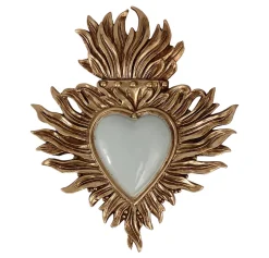 Décoration murale ex-voto cœur coloré vert amande H.10cm Emde