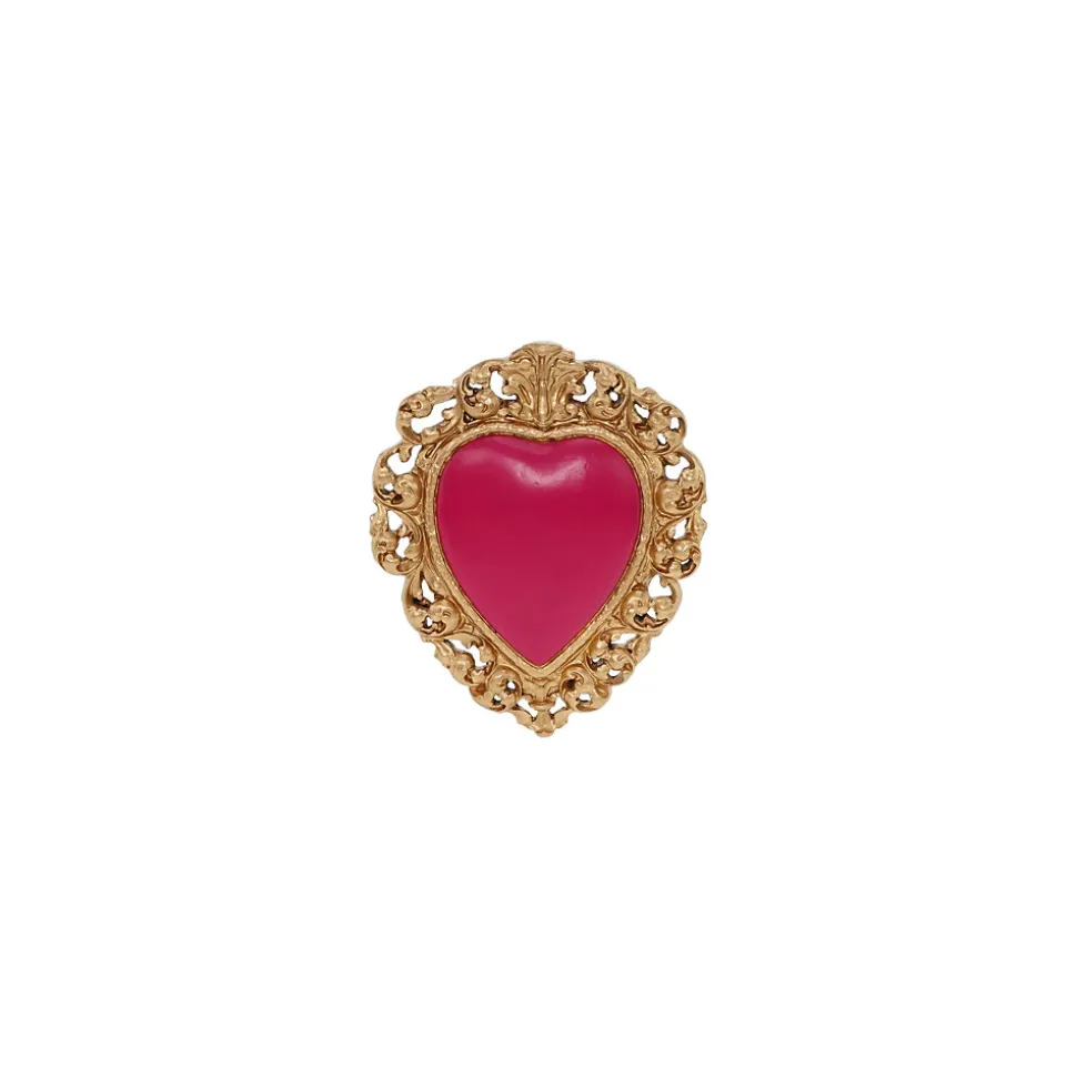 Décoration murale ex-voto cœur coloré rose fuschia H.21cm Emde