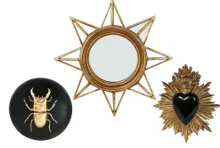 Décoration murale ex-voto insecte, étoile, cœur doré H.18,4cm Emde