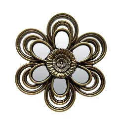 Décoration murale fleur miroir doré veilli Ø11cm Emde