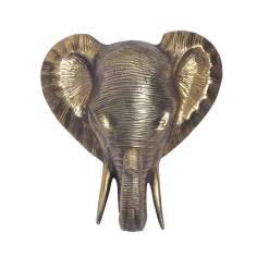 Décoration Murale Éléphant 41 cm Aluminium Or Afrique Décoration Moderne FineBuy