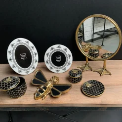 Décoration murale miroir abeille doré satiné Emde