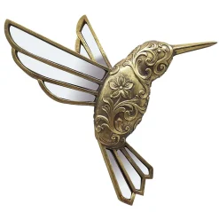 Décoration murale miroir colibri doré Emde