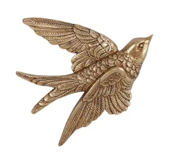 Décoration murale oiseau métal doré H.19,5cm Emde