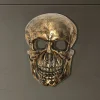 Décoration Murale Tête de Mort Aluminium 41 cm Crâne Murale Moderne FineBuy