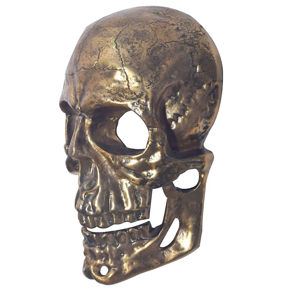 Décoration Murale Tête de Mort Aluminium 41 cm Crâne Murale Moderne FineBuy