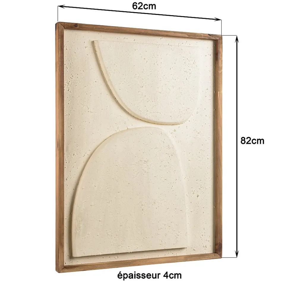 Décoration murale 62x82cm formes abstraites Pin recyclé blanc