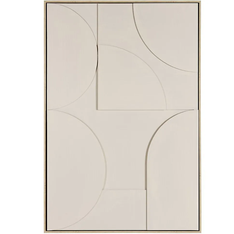 Décoration murale 83x123cm formes abstraites beiges en relief