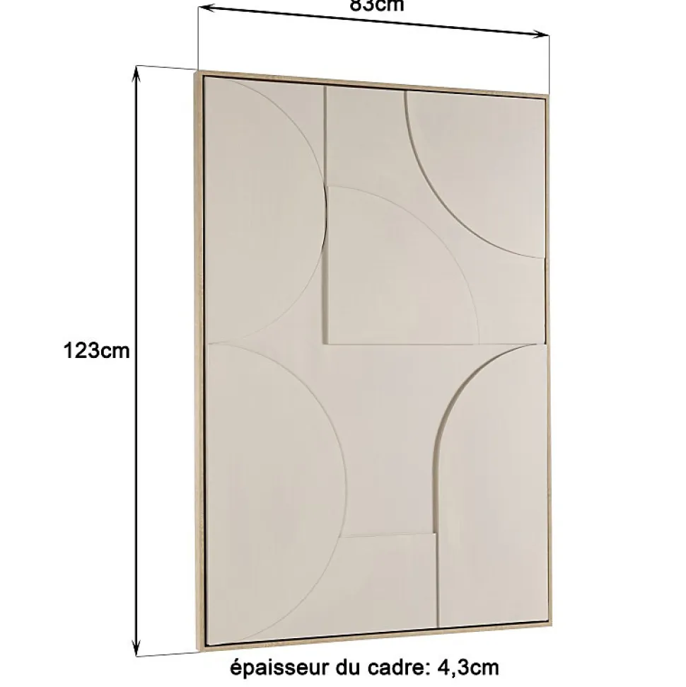 Décoration murale 83x123cm formes abstraites beiges en relief