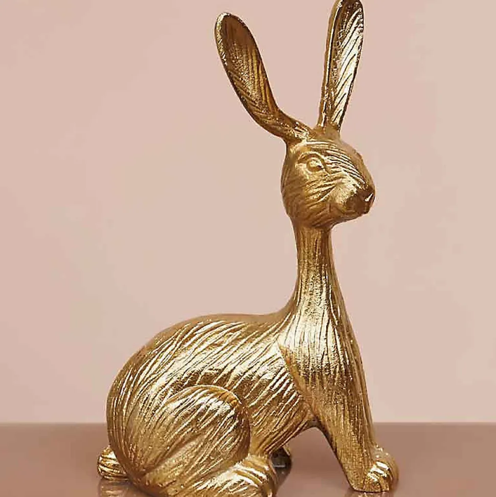 Décoration Pierre lapin laiton 25x10x15cm