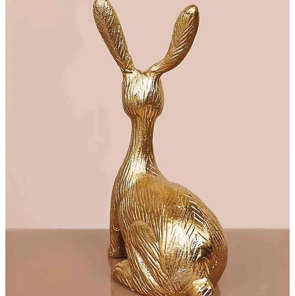Décoration Pierre lapin laiton 25x10x15cm