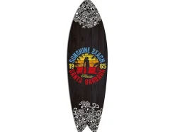 DECLINA, Planche de Surf Décorative, Décoration murale, impression sur aluminium, Planche surf déco Sunshine Beach, 100x30 cm