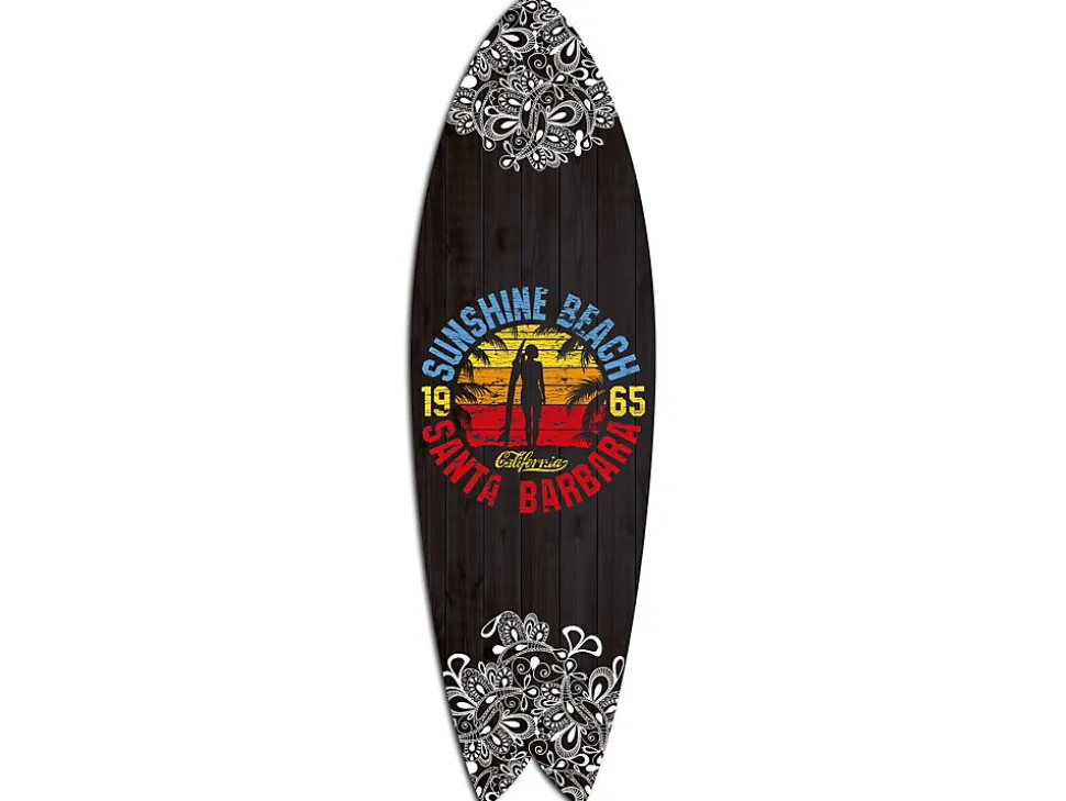 DECLINA, Planche de Surf Décorative, Décoration murale, impression sur aluminium, Planche surf déco Sunshine Beach, 100x30 cm
