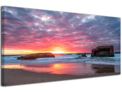 DECLINA, Tableau toile imprimée Paysage, Tableau déco toile Sunset, 100x50 cm