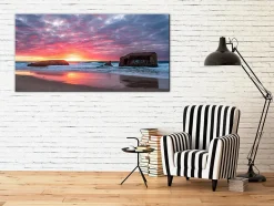 DECLINA, Tableau toile imprimée Paysage, Tableau déco toile Sunset, 100x50 cm