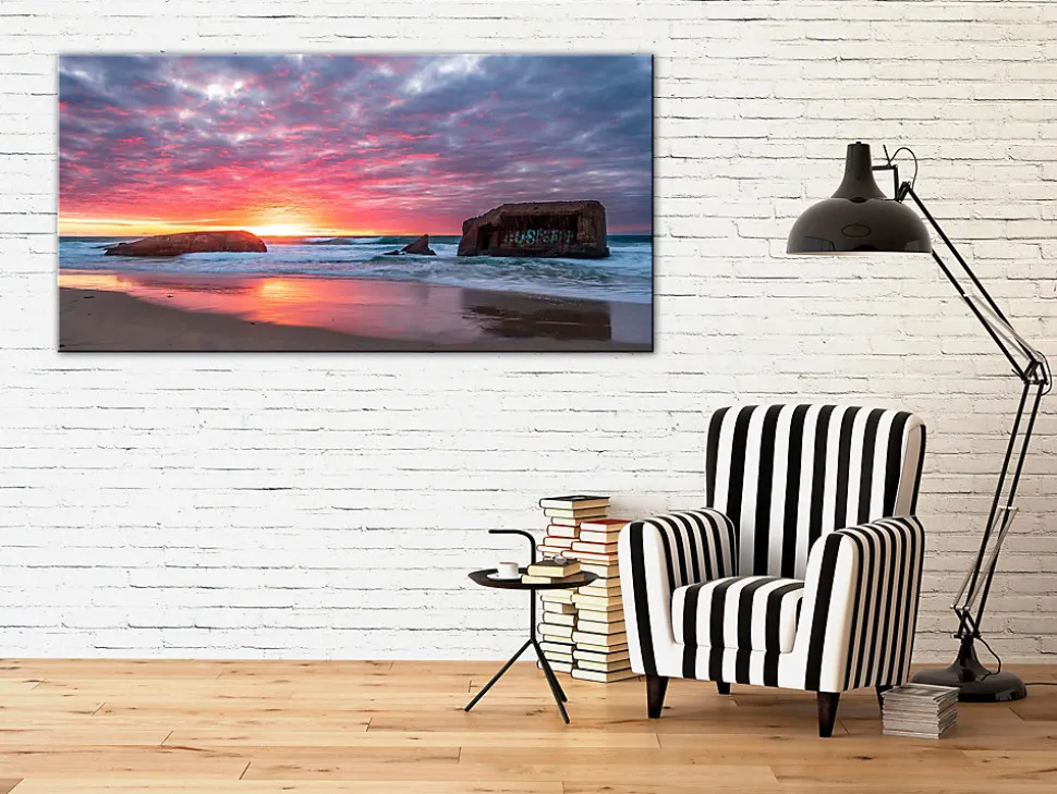 DECLINA, Tableau toile imprimée Paysage, Tableau déco toile Sunset, 100x50 cm