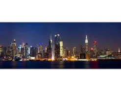 DECLINA, Tableau toile imprimée, Tableau toile panoramique Manhattan de nuit, 100x35 cm