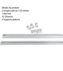 DECORAIL - Tringle Rail Rideau Discret 3 m - Aluminium