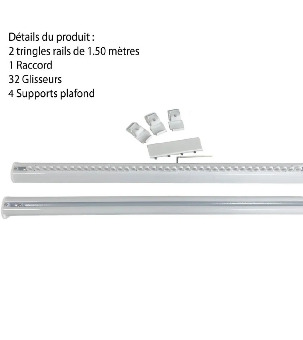 DECORAIL - Tringle Rail Rideau Discret 3 m - Aluminium