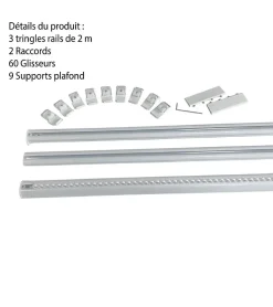 DECORAIL - Tringle Rail Rideau Discret 6 m - Aluminium