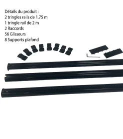 DECORAIL - Tringle Rail Rideau Discret 5.5 m - Aluminium