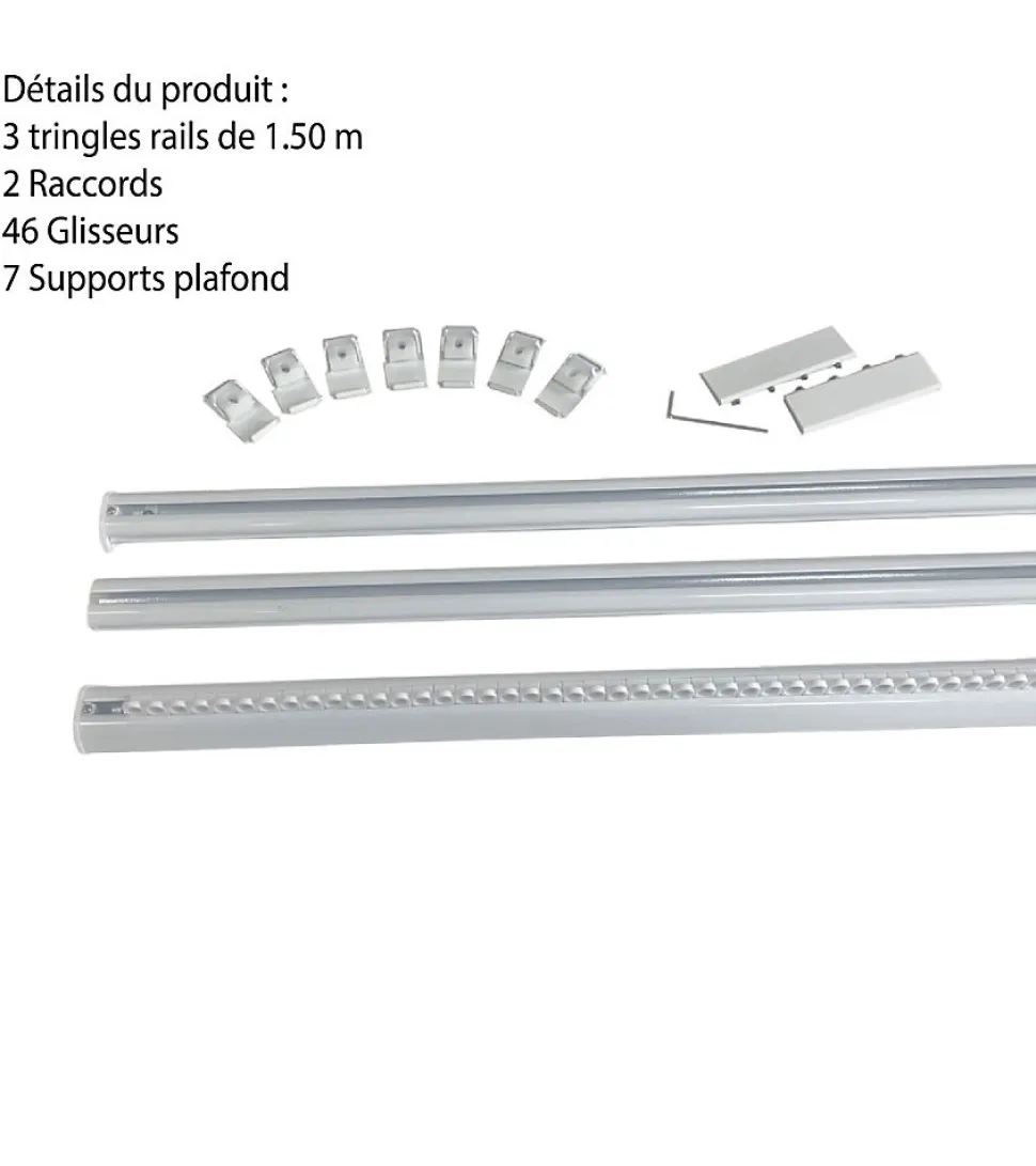 DECORAIL - Tringle Rail Rideau Discret 4.5 m - Aluminium